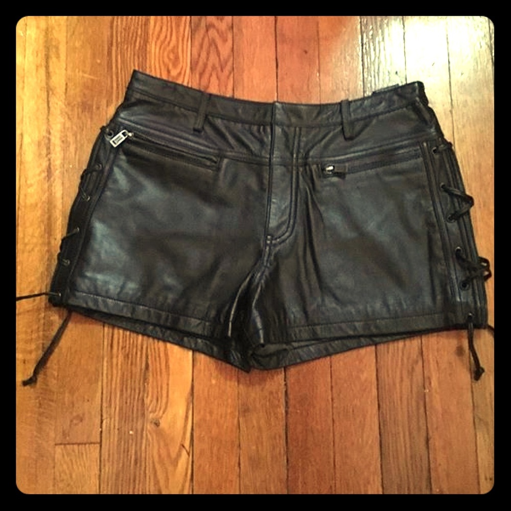 Black Harley Davidson Leather Shorts